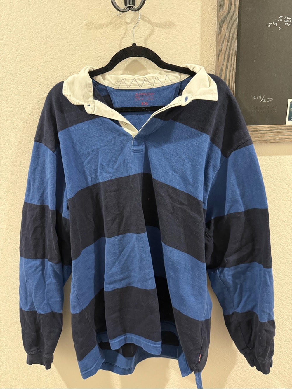 Arizona Navy and Blue Striped Long-Sleeve Rugby Shirt